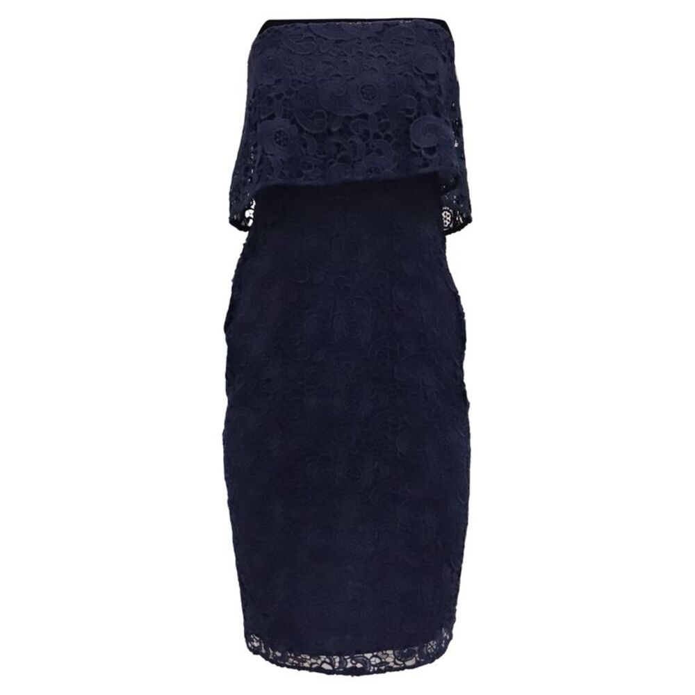Likely Driggs Lace Strapless Midi Dress in Navy Blue Polyester